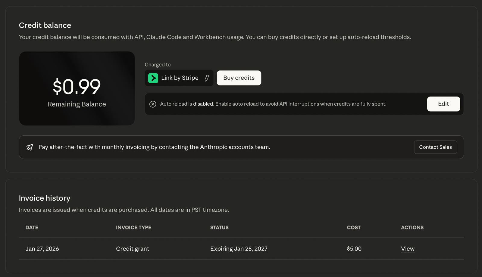 Anthropic console credit balance nearly exhausted, the billing side of the story
